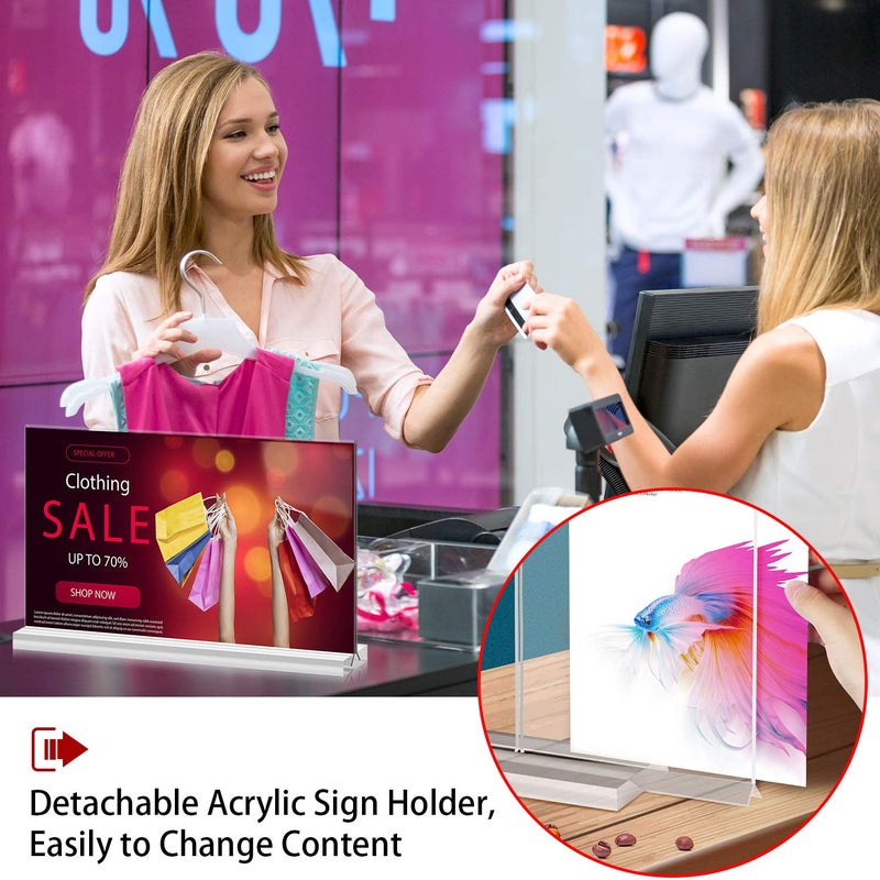 newnewshow Acrylic Sign Holder 11x8.5 Inch 3 Pack Horizontal T Shape Double-Sided Desktop Display Holder. (Optional 8.5x11 8.5x5.5 5x7 Horizontal and Vertical) - Image 5